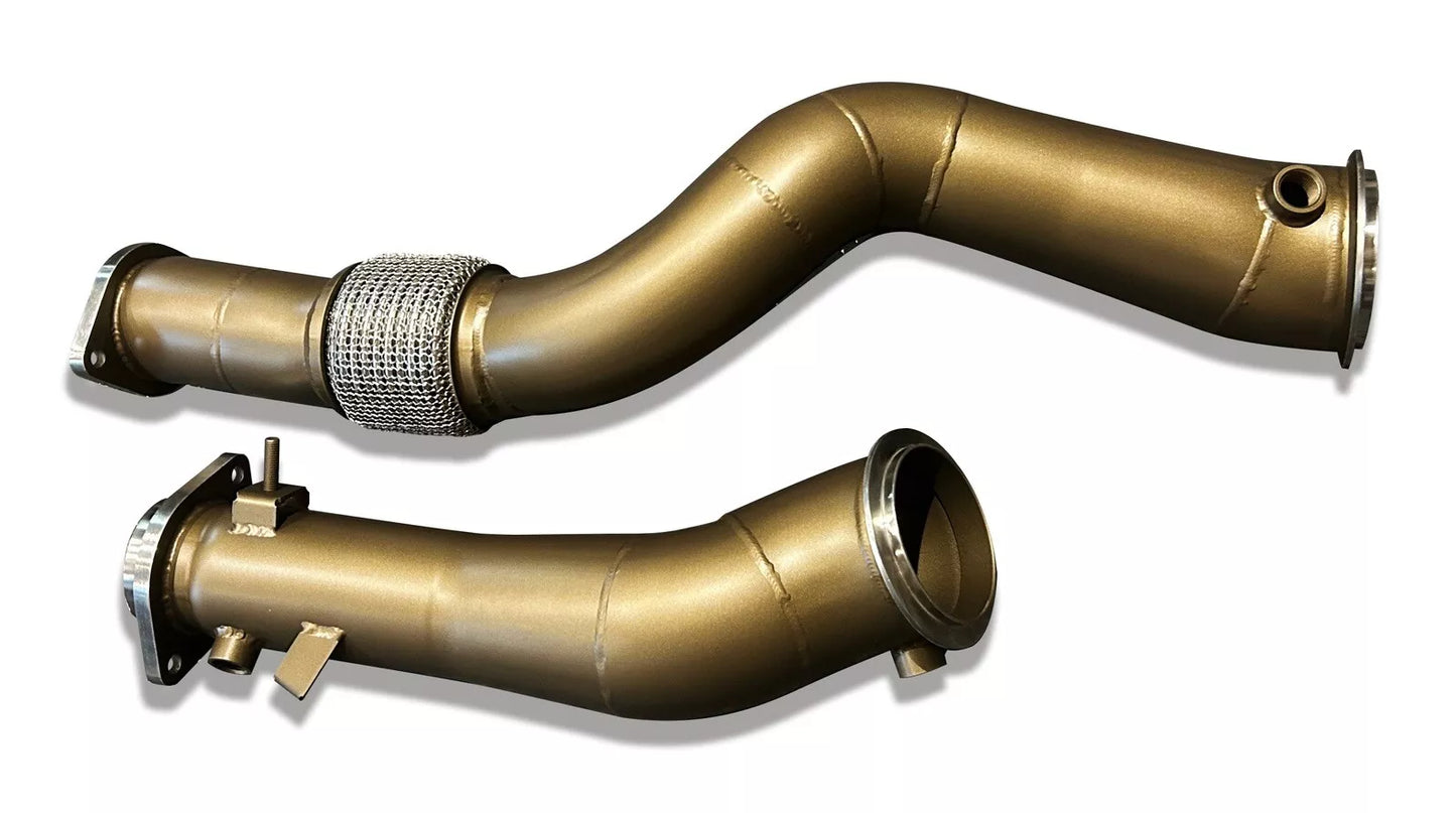 SLN BMW S58 Ceramic Coated Decat Downpipes M3 G80 M4 G82 & X3M X4M LCI